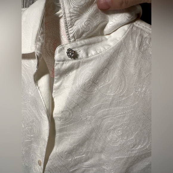 Rober Graham Classic Fit White Embroidered Button Down Shirt Sz XS - Picture 2 of 10